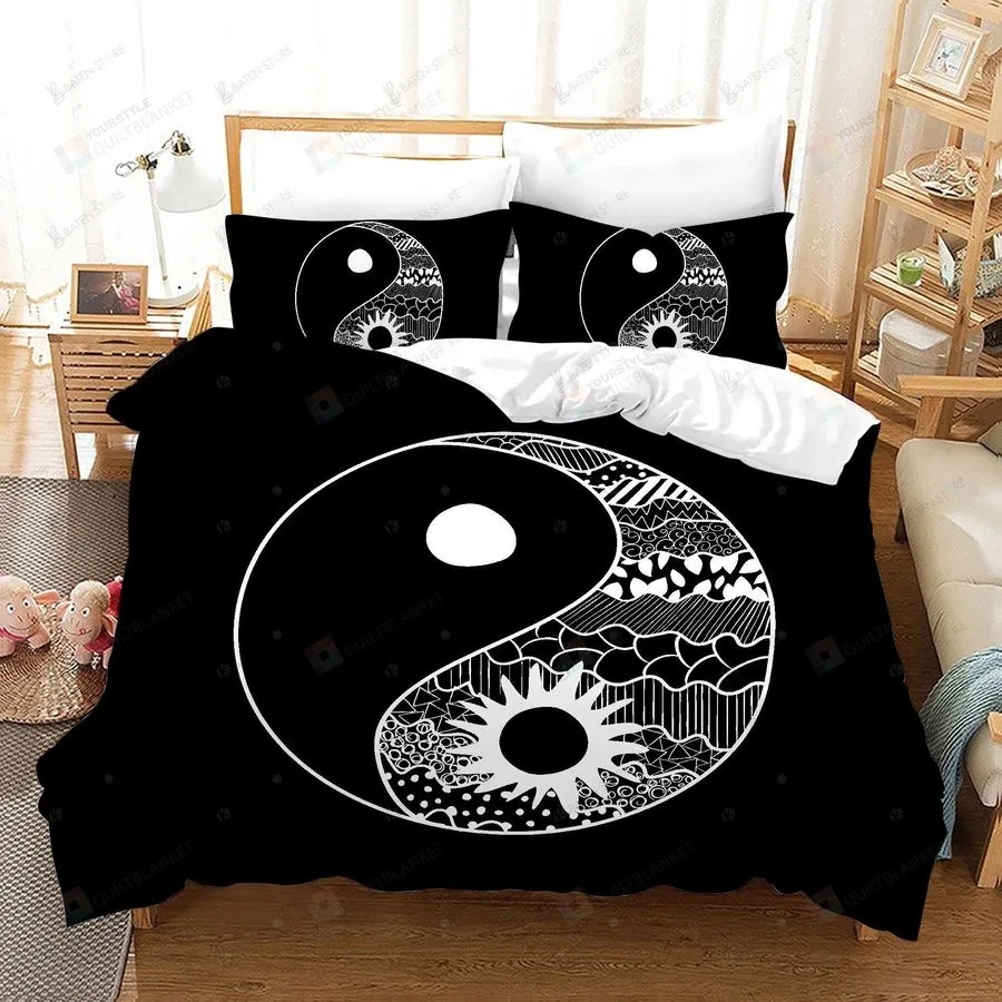 3D Black White Tai Chi Eight Diagrams Bed Sheets Duvet Cover Bedding Set Great Gifts For Birthday Christmas Thanksgiving