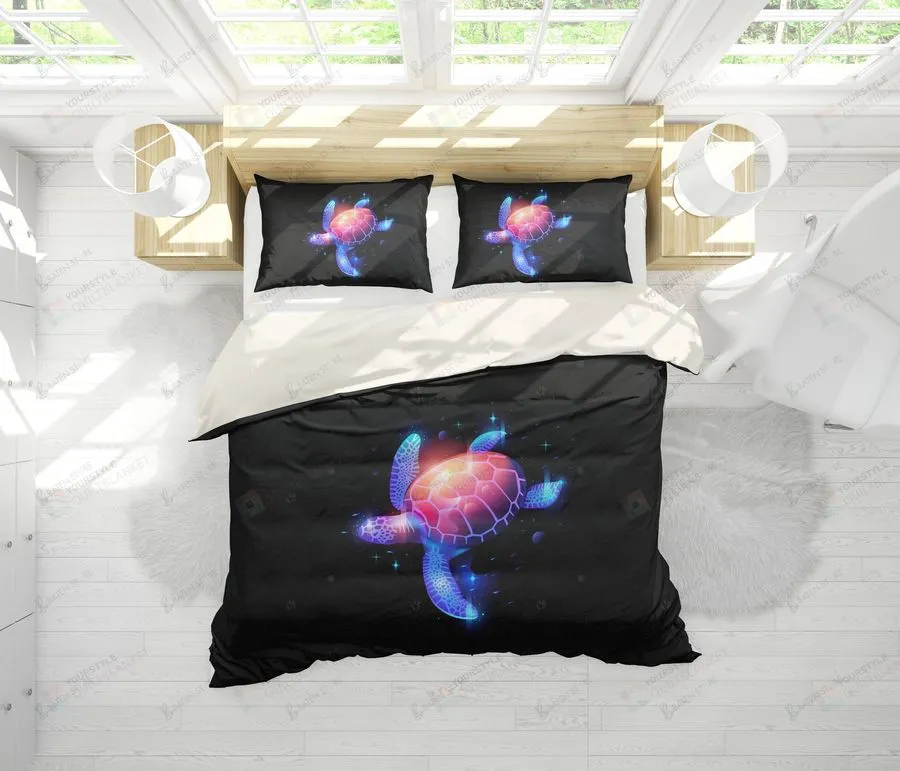 3D Blue Aurora Turtle Bed Sheets Duvet Cover Bedding Set Great Gifts For Birthday Christmas Thanksgiving