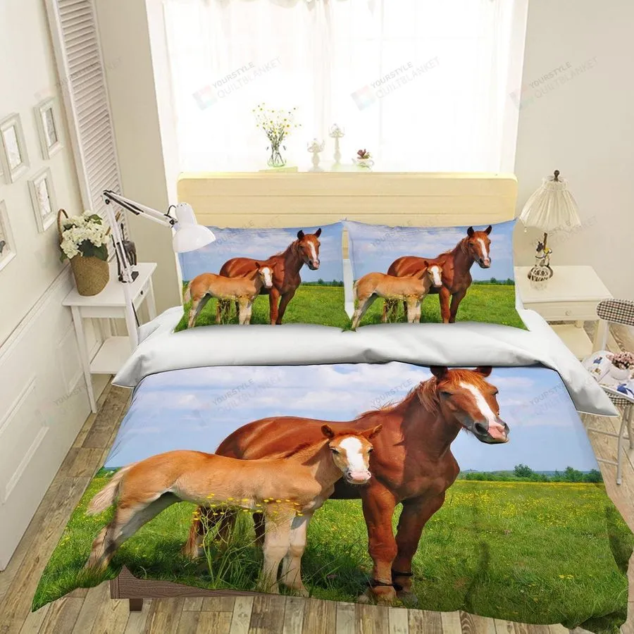 3D Brown Horses Bedding Set Bed Sheets Spread Comforter Duvet Cover Bedding Sets