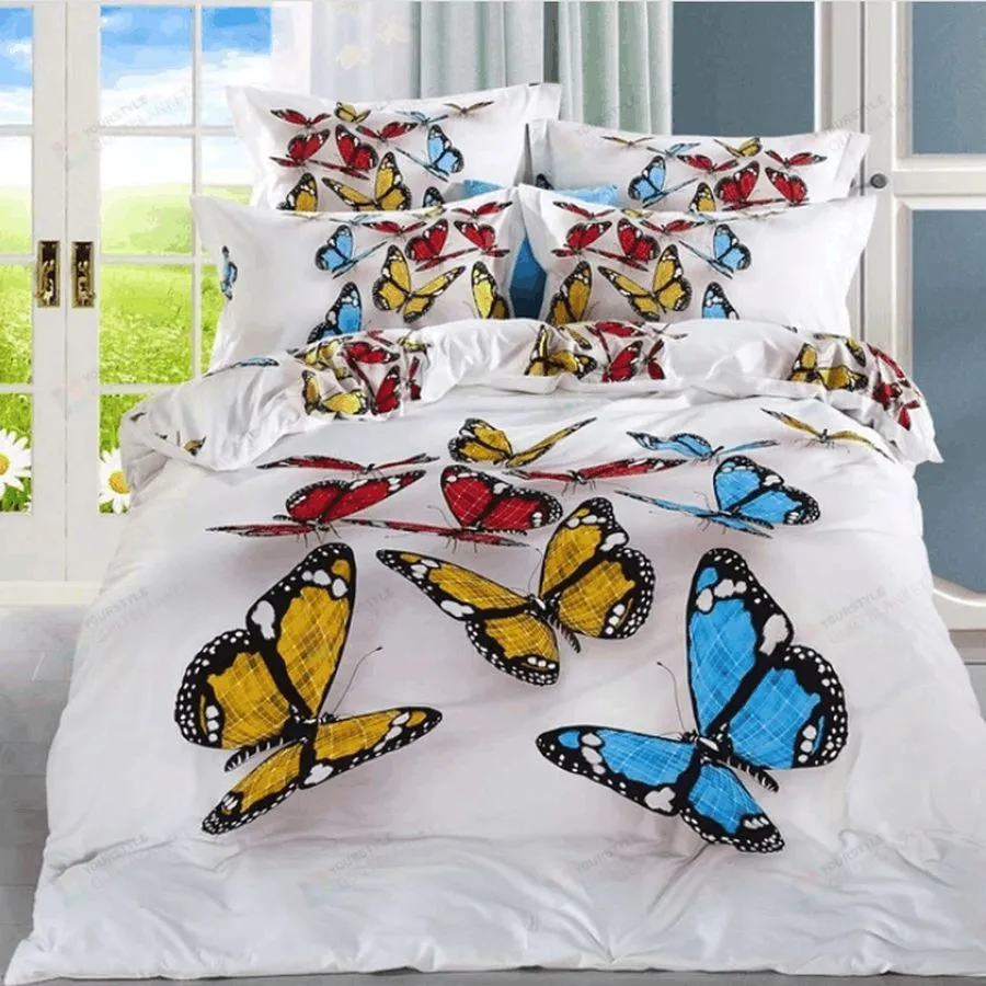 3D Butterfly Cotton Bed Sheets Spread Comforter Duvet Cover Bedding Sets