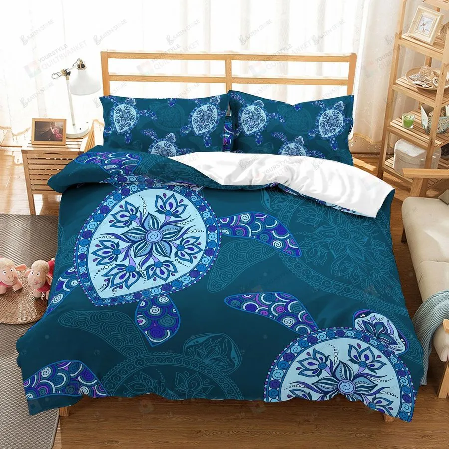 3D Cartoon Abstract Turtle Bed Sheets Duvet Cover Bedding Set Great Gifts For Birthday Christmas Thanksgiving