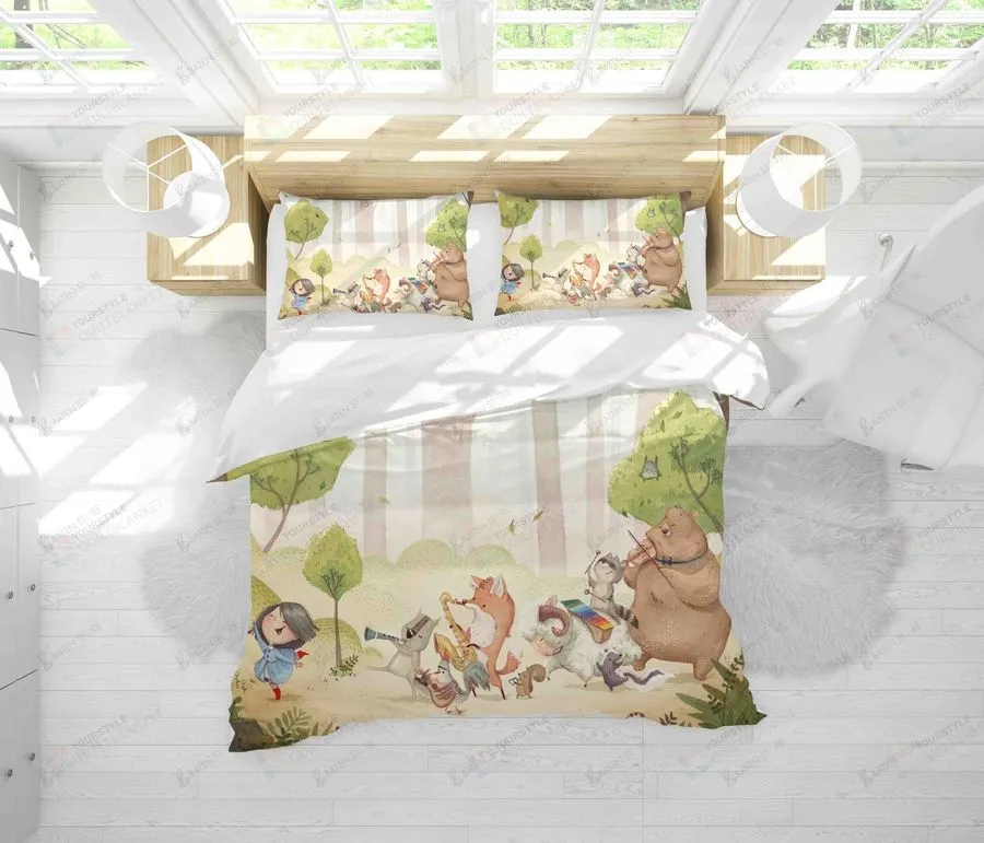 3D Cartoon Animal Forest Concert Bed Sheets Duvet Cover Bedding Set Great Gifts For Birthday Christmas Thanksgiving
