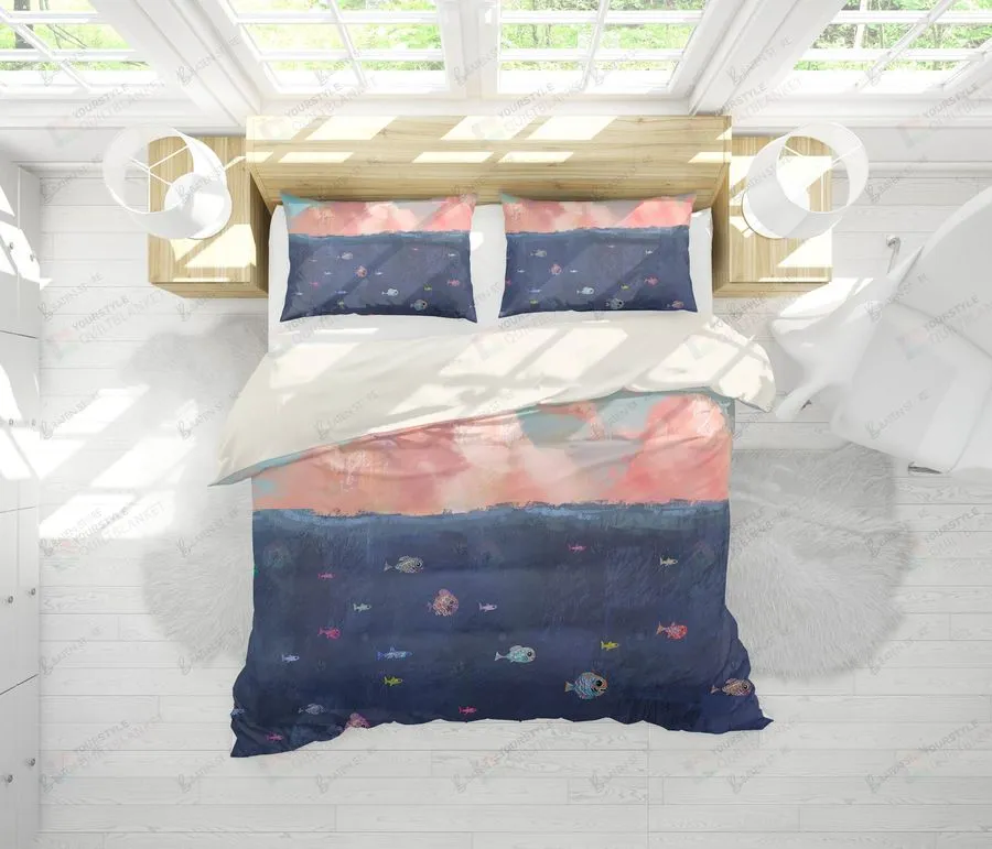 3D Cartoon Colorful Fish Bed Sheets Spread Duvet Cover Bedding Set