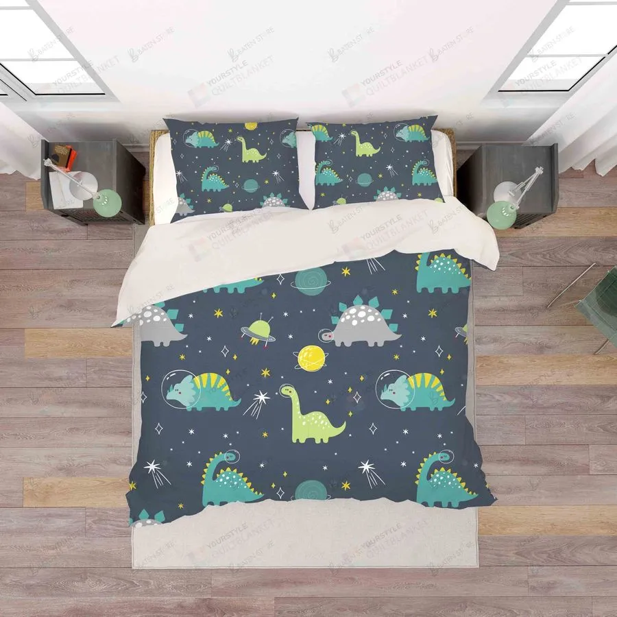 3D Cartoon Dinosaurs Outer Space Bed Sheets Duvet Cover Bedding Set Great Gifts For Birthday Christmas Thanksgiving