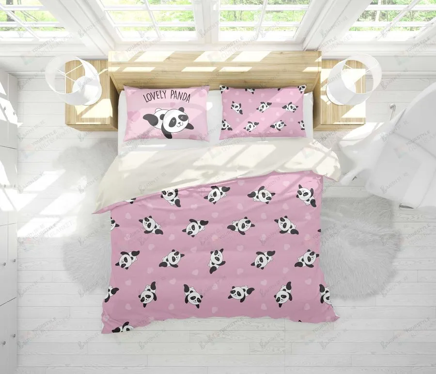 3D Cartoon Panda Pink Bed Sheets Duvet Cover Bedding Set Great Gifts For Birthday Christmas Thanksgiving