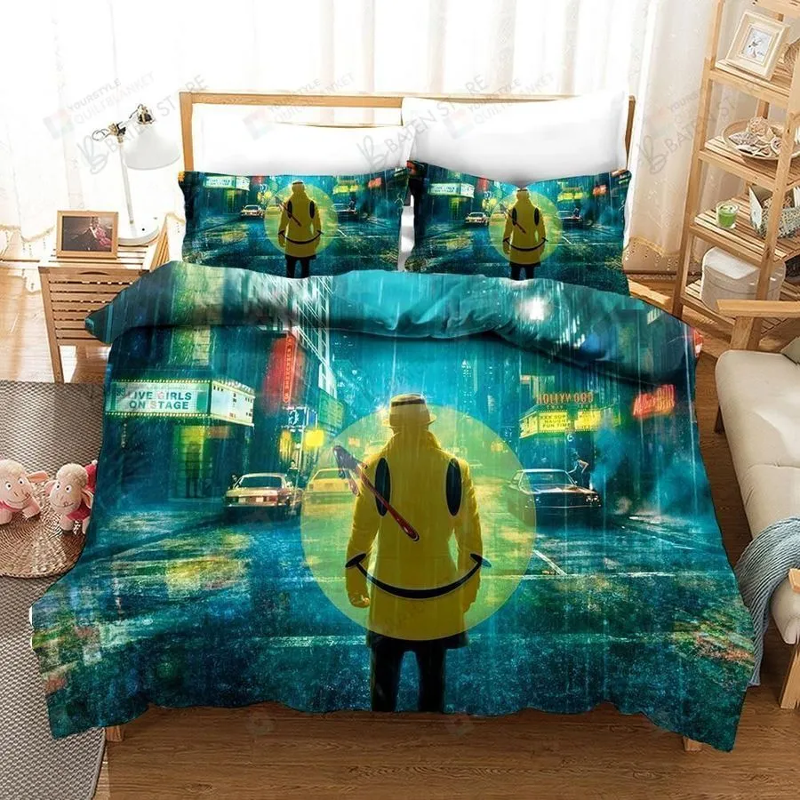 3D Cartoon Smile Blue Bed Sheets Duvet Cover Bedding Set Great Gifts For Birthday Christmas Thanksgiving