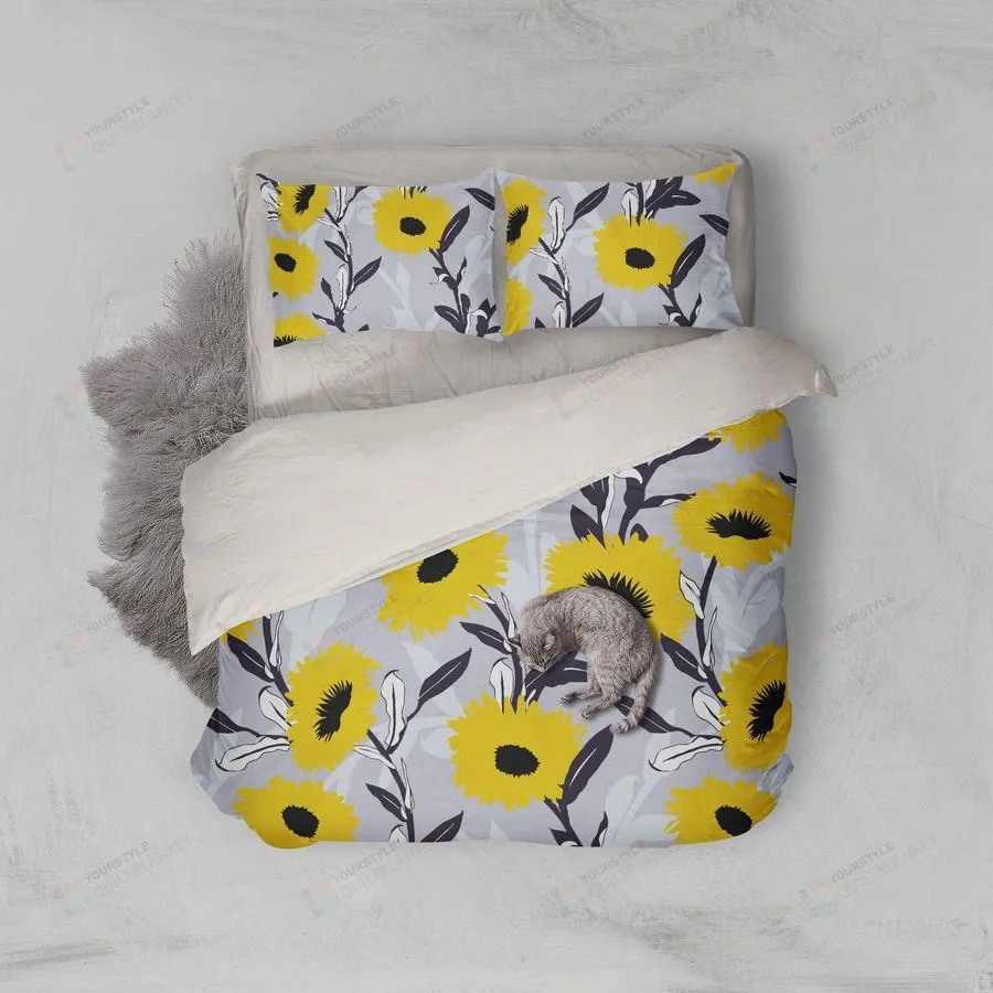 3D Cartoon Sunflower Duvet Cover Bedding Set