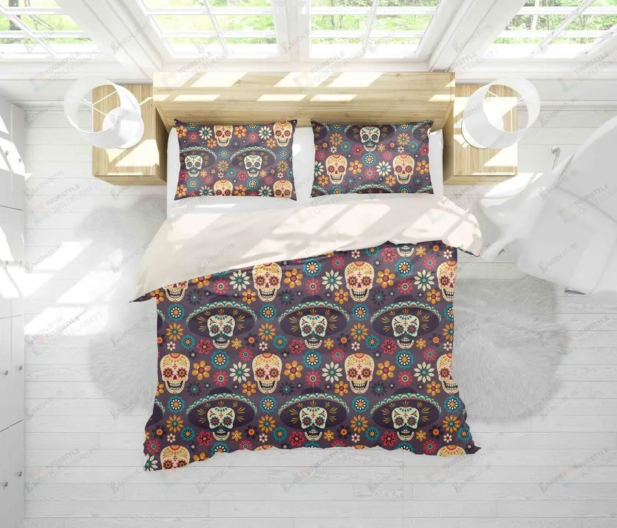 3D Colored Skull Day Of The Dead Bed Sheets Duvet Cover Bedding Set Great Gifts For Birthday Christmas Thanksgiving