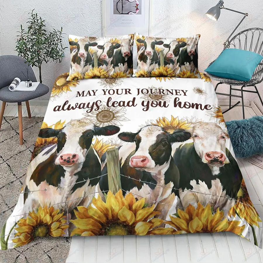 3D Cow Sunflower May Your Journey Always Lead You Home Cotton Bed Sheets Spread Comforter Duvet Cover Bedding Sets