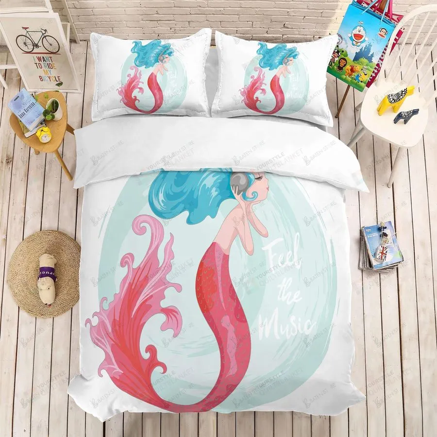 3D Cute Cartoon Mermaid Bed Sheets Duvet Cover Bedding Set Great Gifts For Birthday Christmas Thanksgiving