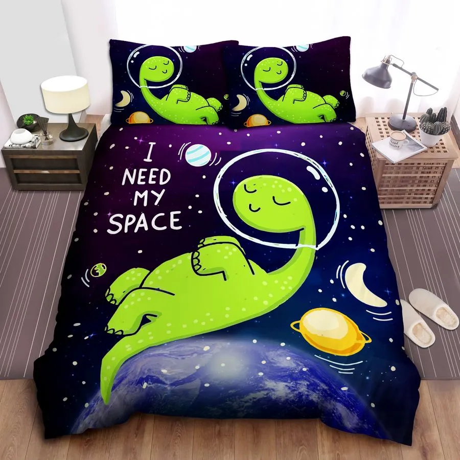 3D Dinosaur Astronaut I Need My Space Cotton Bed Sheets Spread Comforter Duvet Cover Bedding Sets