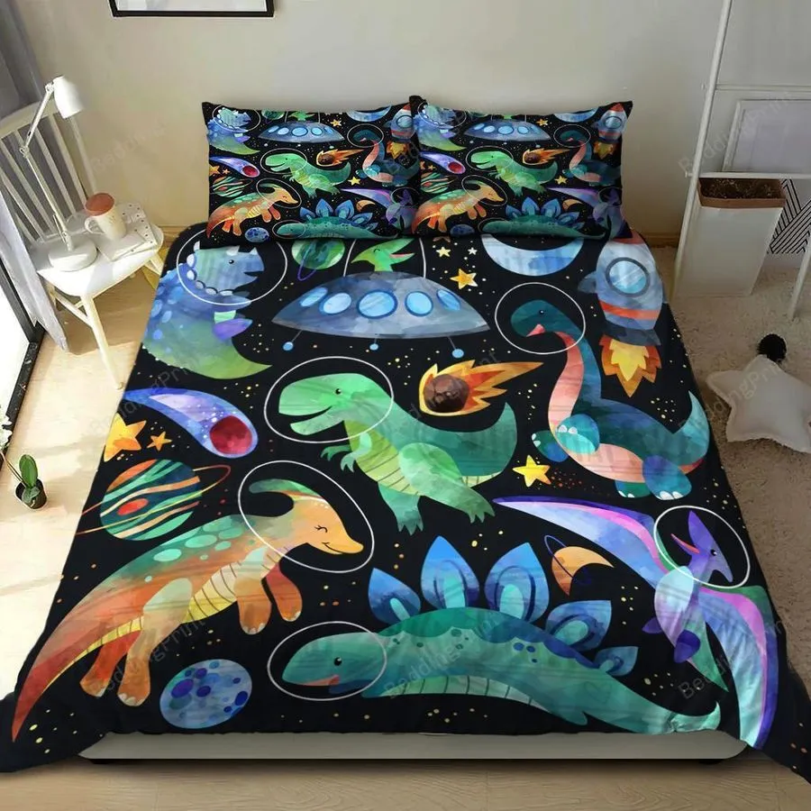 3D Dinosaur Astronaut In The Space Bed Sheets Duvet Cover Bedding Sets