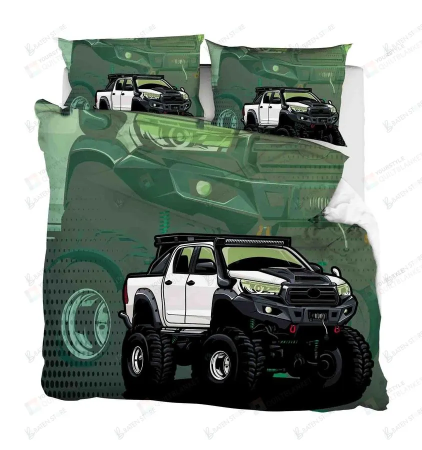 3D Dirt Car Green Cartoon Bed Sheets Duvet Cover Bedding Set Great Gifts For Birthday Christmas Thanksgiving