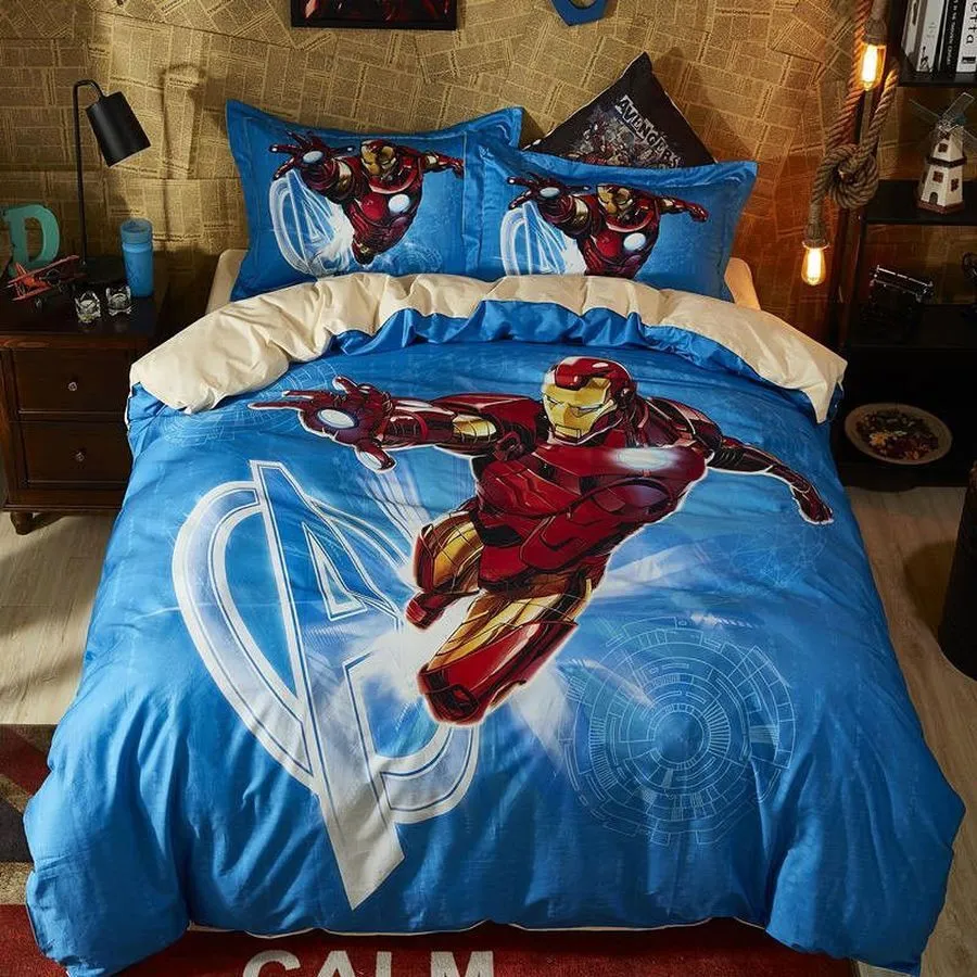 3D Disney Marvel Avengers Iron Man Superhero Bedding Set Duvet Cover  Pillow Cases