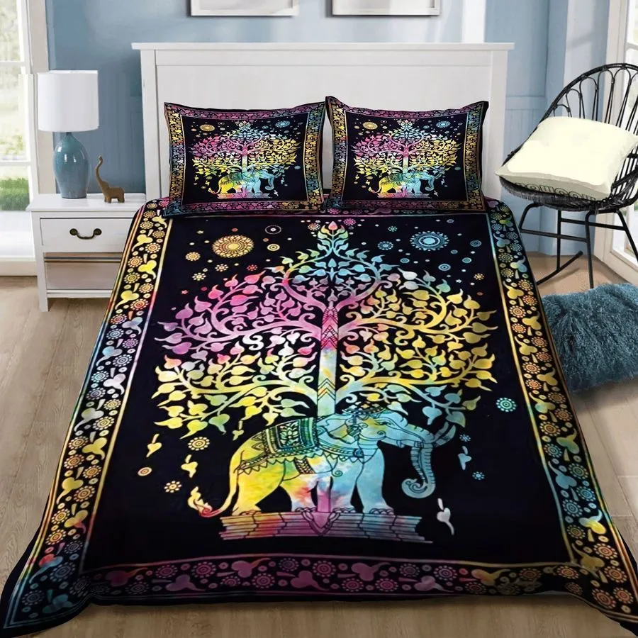 3D Elephant Mandala Under The Tree Bed Sheets Duvet Cover Bedding Sets