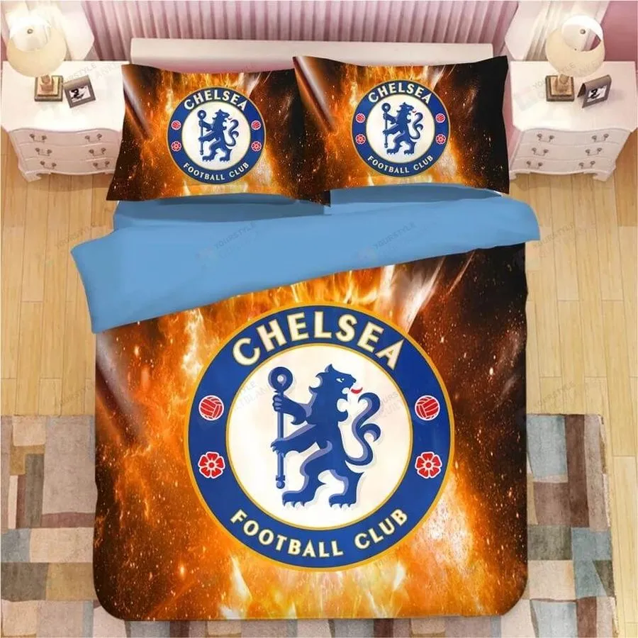 3D Flame Chelsea Soccer Club Logo Duvet Cover Bedding Set