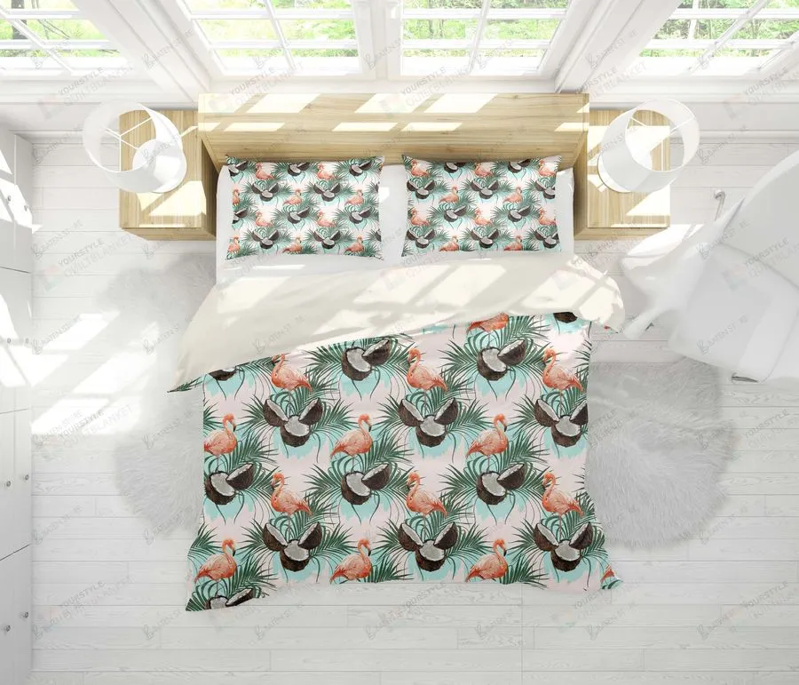 3D Flamingo Coconut Bed Sheets Duvet Cover Bedding Set Great Gifts For Birthday Christmas Thanksgiving