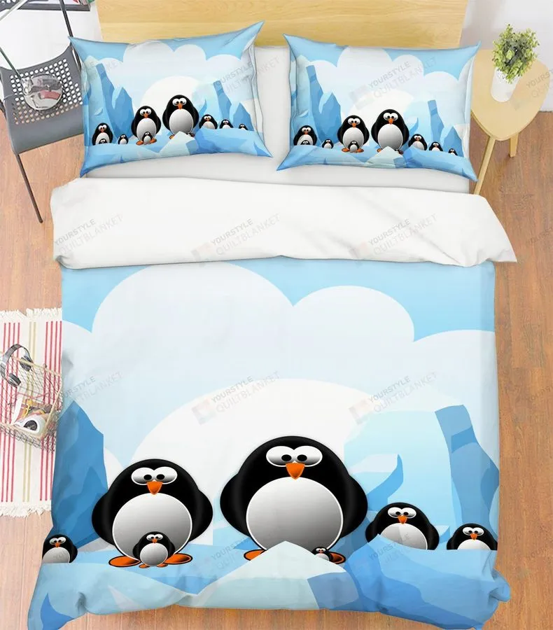 3D Fun Cartoon Penguins  Bed Sheets Spread Comforter Duvet Cover Bedding Sets
