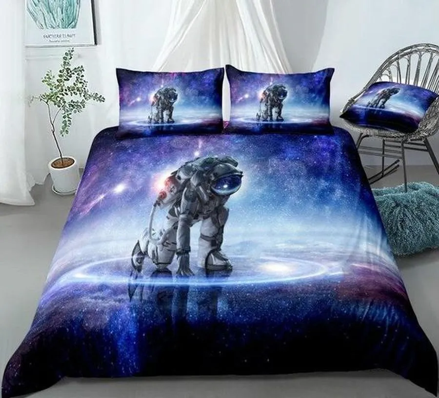 3D Galaxy Astronaut  Cotton Bed Sheets Spread Comforter Duvet Cover Bedding Sets