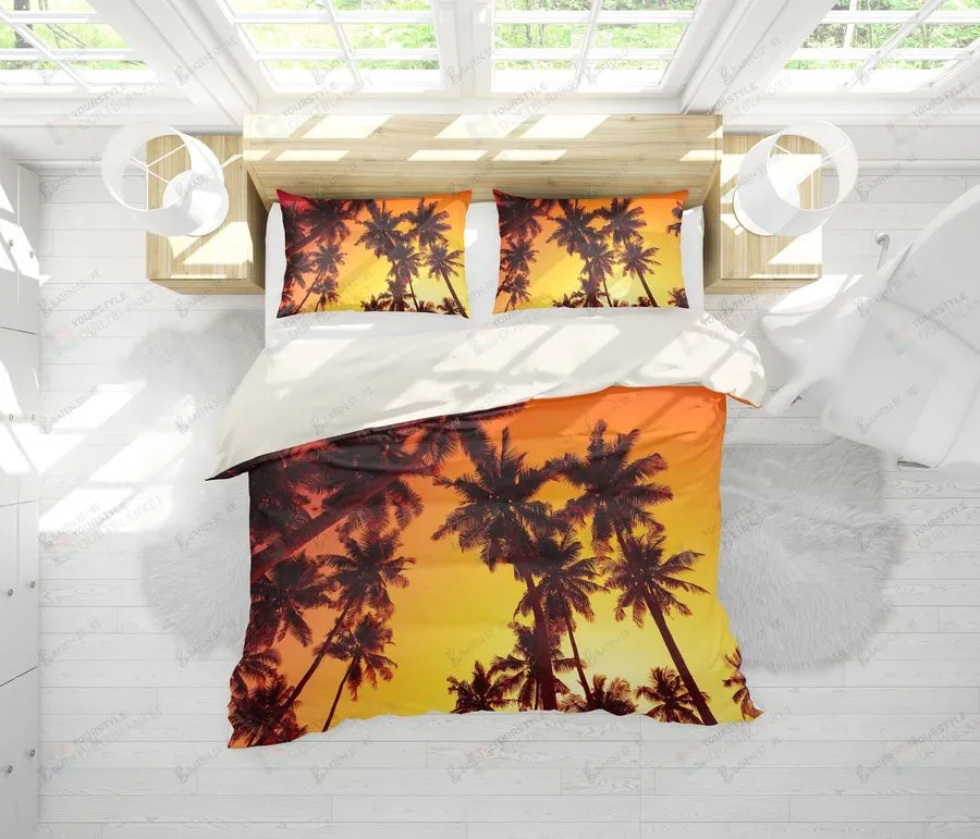 3D Golden Coconut Tree Bed Sheets Duvet Cover Bedding Set Great Gifts For Birthday Christmas Thanksgiving