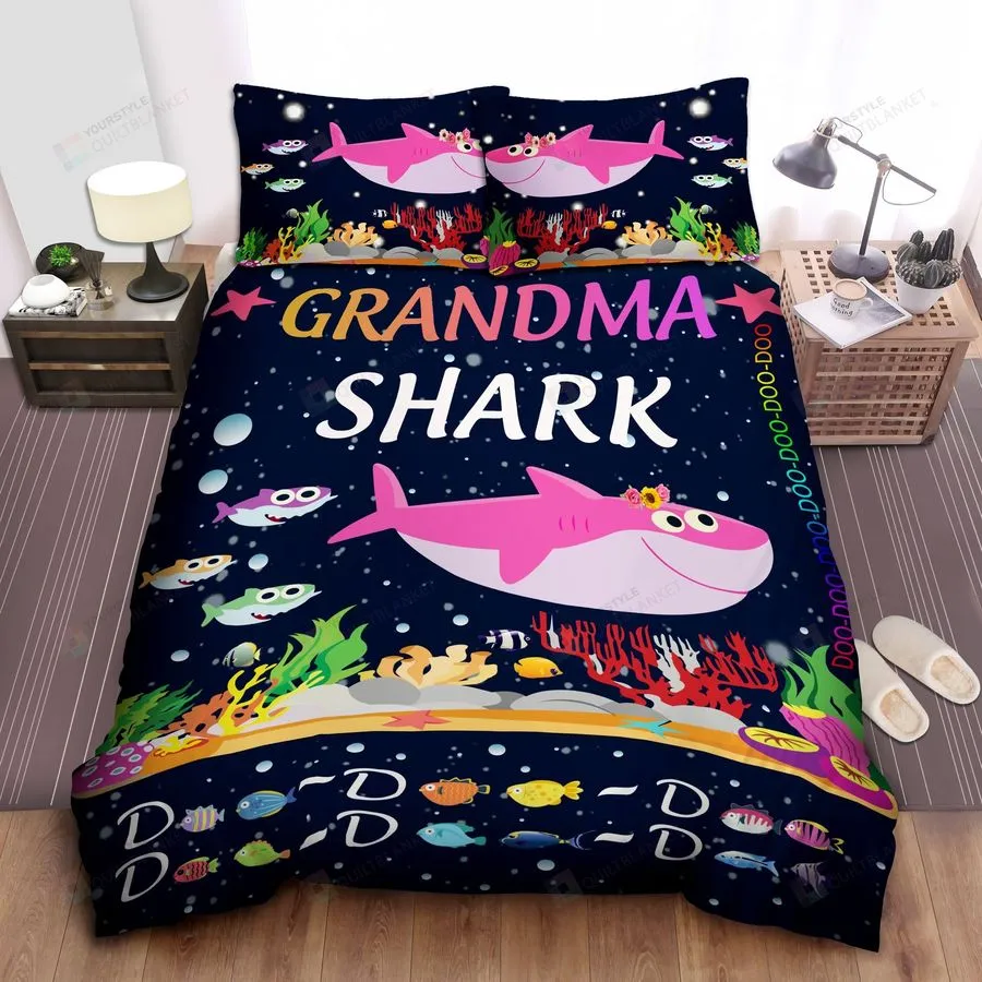 3D Grandma Shark Doo Doo Cotton Bed Sheets Spread Comforter Duvet Cover Bedding Sets