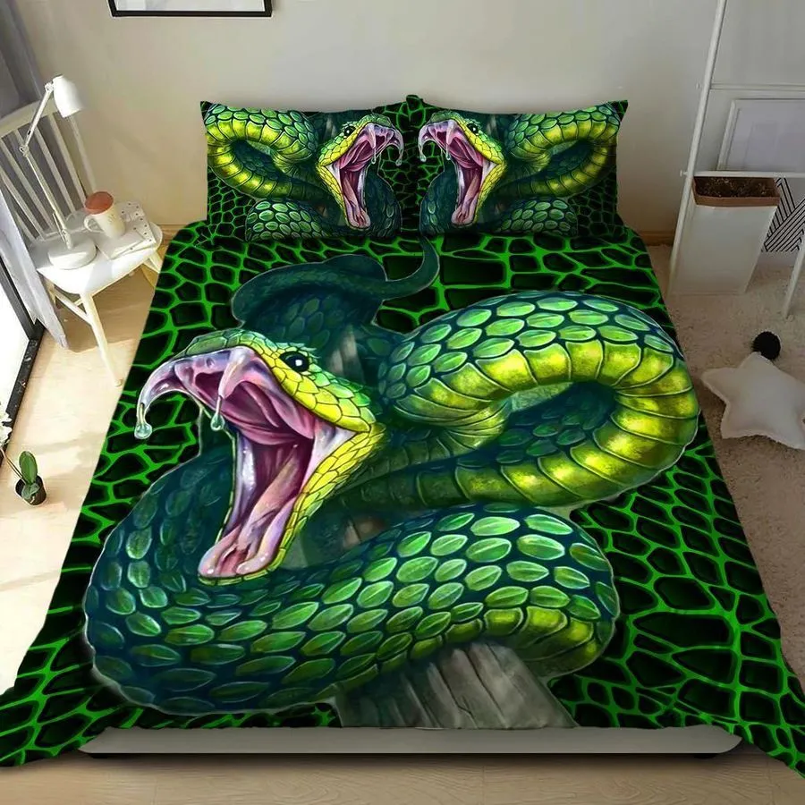 3D Green Snake Bed Sheets Duvet Cover Bedding Sets