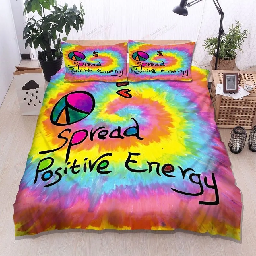 3D Hippie Tie Dye Spread Positive Energy Cotton Bed Sheets Spread Comforter Duvet Cover Bedding Sets