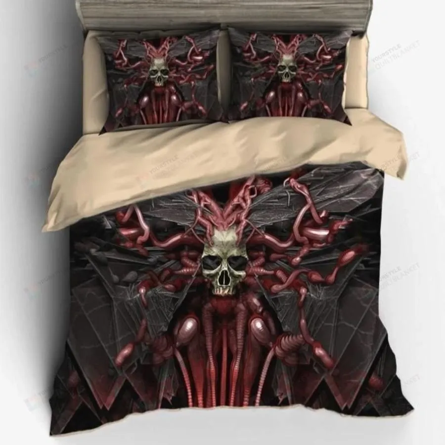 3D Horror Worm Maggot Skull Cotton Bed Sheets Spread Comforter Duvet Cover Bedding Sets