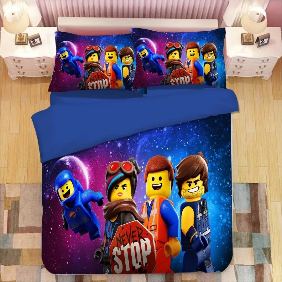 3D Lego Movie Characters In Space Bedding Set For Fans (Duvet Cover &Amp Pillow Cases)