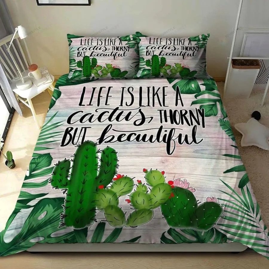 3D Life Is Like A Cactus Thorny But Beautiful Cotton Bed Sheets Spread Comforter Duvet Cover Bedding Sets