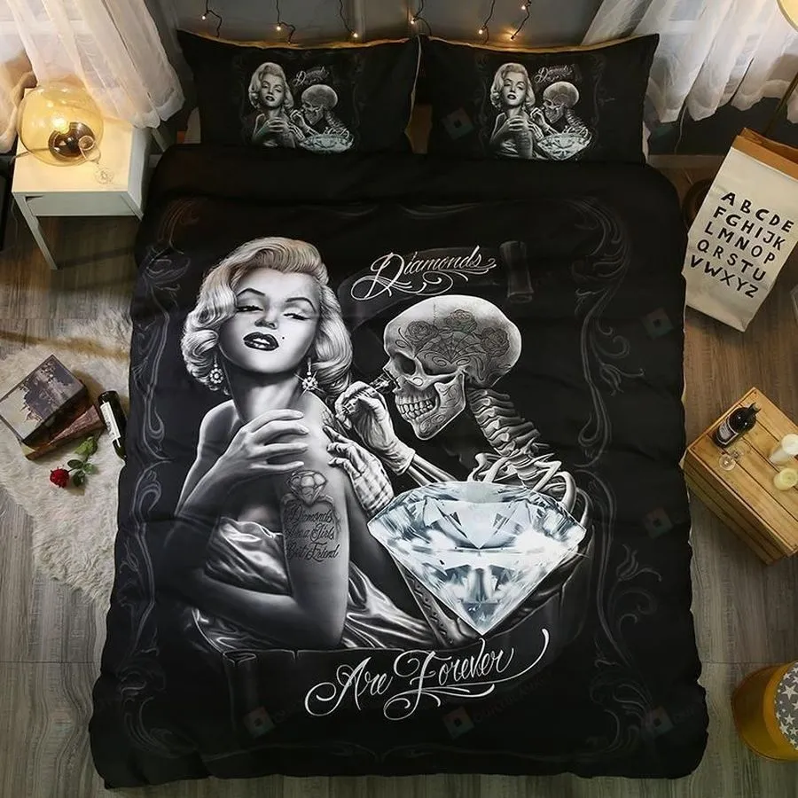 3D Marilyn Monroe Duvet Cover Set Us King Size Black Skull Bed Linens