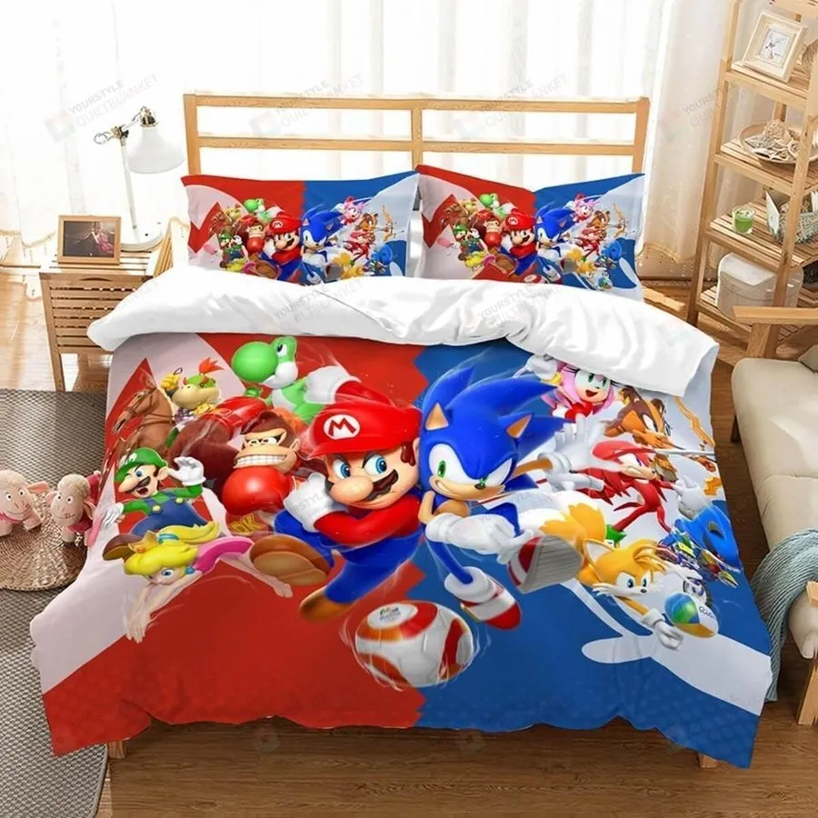 3D Mario Sonic Et Duvet Cover Bedding Set