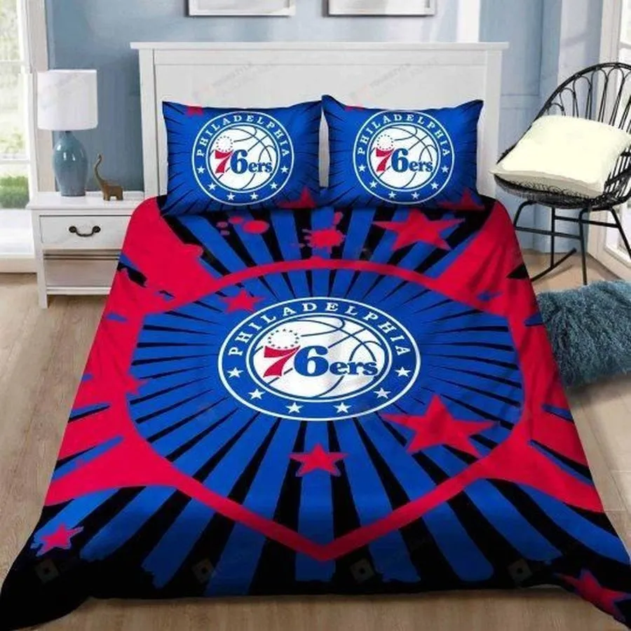 3D Nba Philadelphia 76Ers Basketball Logo Bedding Set (Duvet Cover &Amp Pillow Cases)
