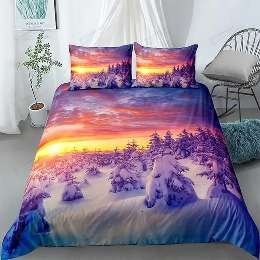 3D North Pole Landscape Cotton Bed Sheets Spread Comforter Duvet Cover Bedding Sets