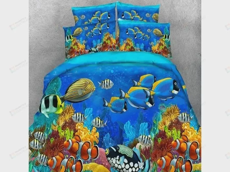 3D Ocean Life   Colorful Sea Fish Cotton Bed Sheets Spread Comforter Duvet Cover Bedding Sets