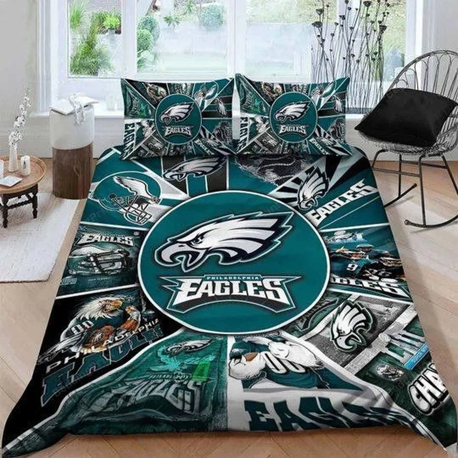 3D Philadelphia Eagles Logo Picture Collage Bedding Set (Duvet Cover &Amp Pillow Cases)