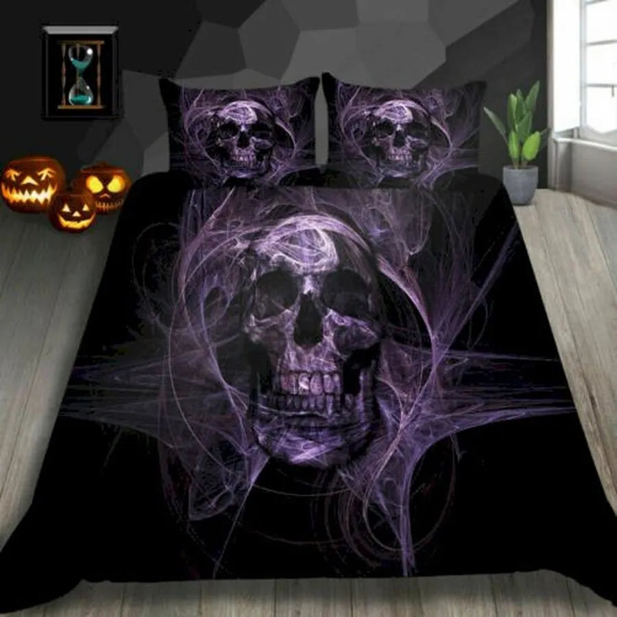 3D Purple Skull Bedding Sets Duvet Cover Bedroom, Quilt Bed