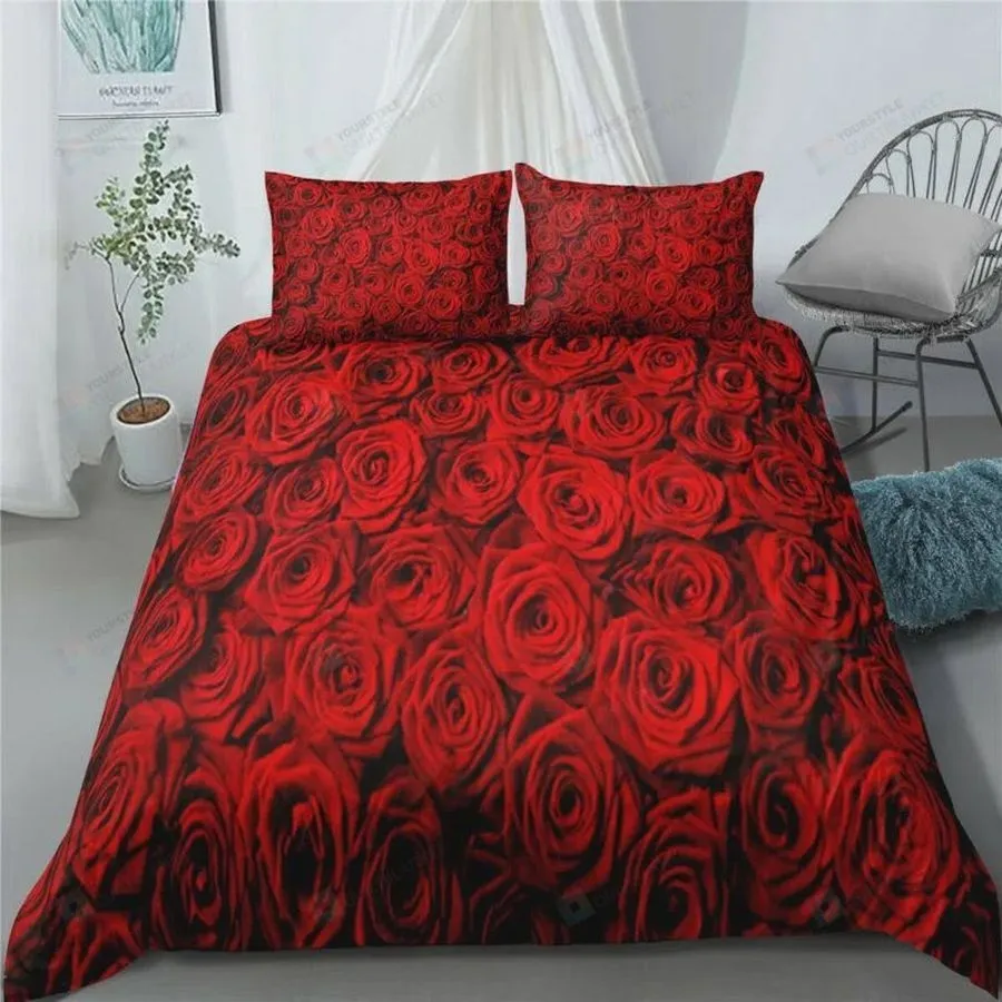 3D Red Rose Romantic &Amp Ardour Bedding Set Duvet Cover Comforter Cover