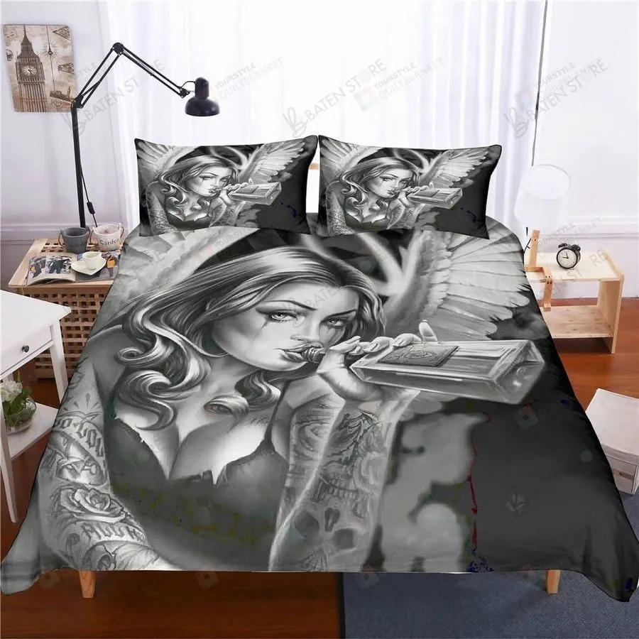 3D Skull Beauty Drink Beer Bed Sheets Duvet Cover Bedding Set Great Gifts For Birthday Christmas Thanksgiving
