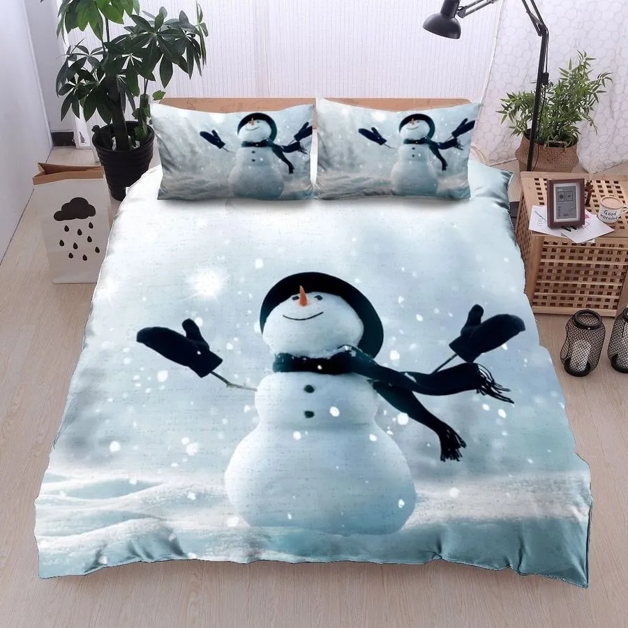 3D Snowman On The Winter Bed Sheets Duvet Cover Bedding Sets