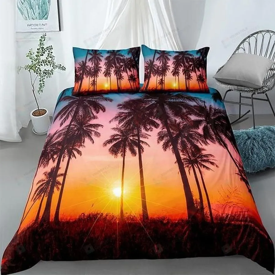 3D Sunset Landscape Cotton Bed Sheets Spread Comforter Duvet Cover Bedding Sets