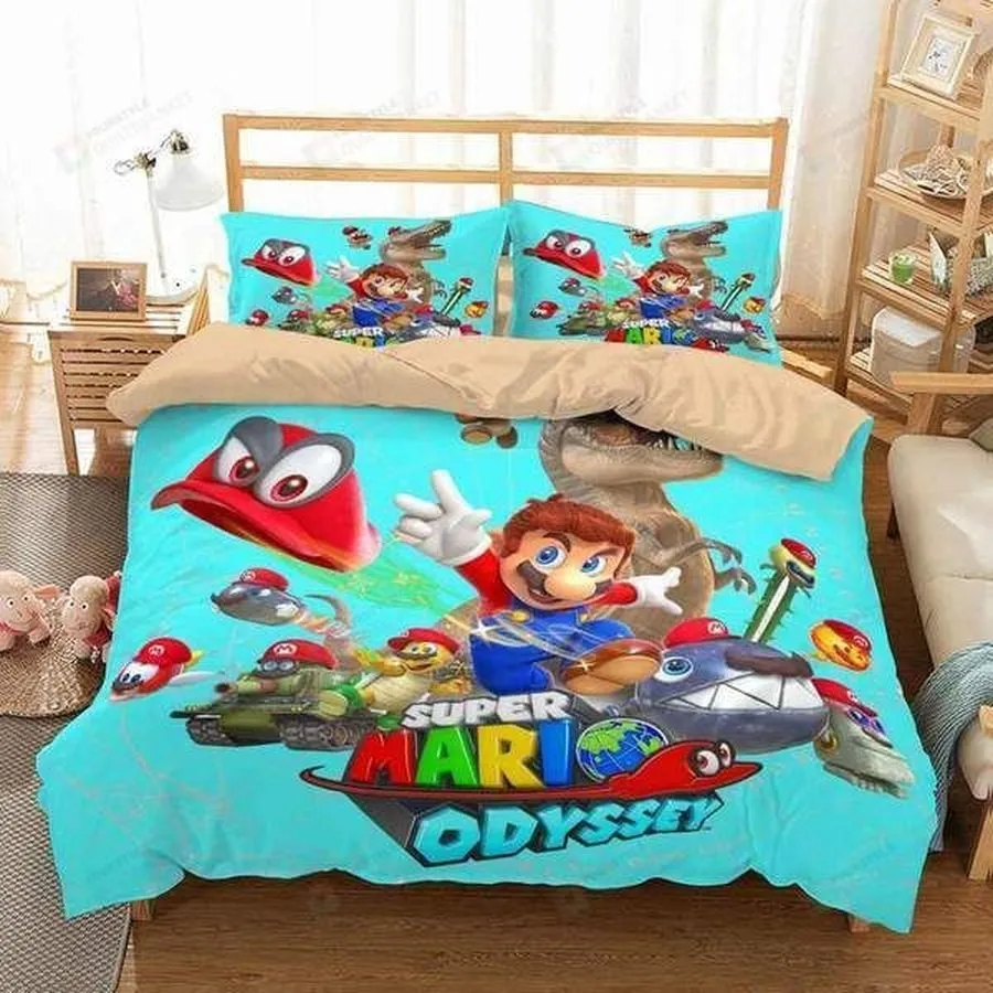 3D Super Mario Odyssey Duvet Cover Bedding Set 1
