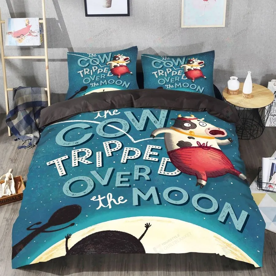 3D The Cow Tripped Over The Moon Cotton Bed Sheets Spread Comforter Duvet Cover Bedding Sets