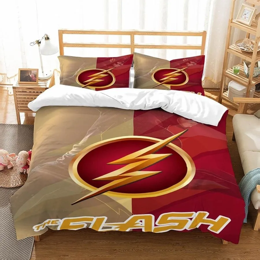 3D The Flash Logo With Iconic Colors Duvet Cover Bedding Set