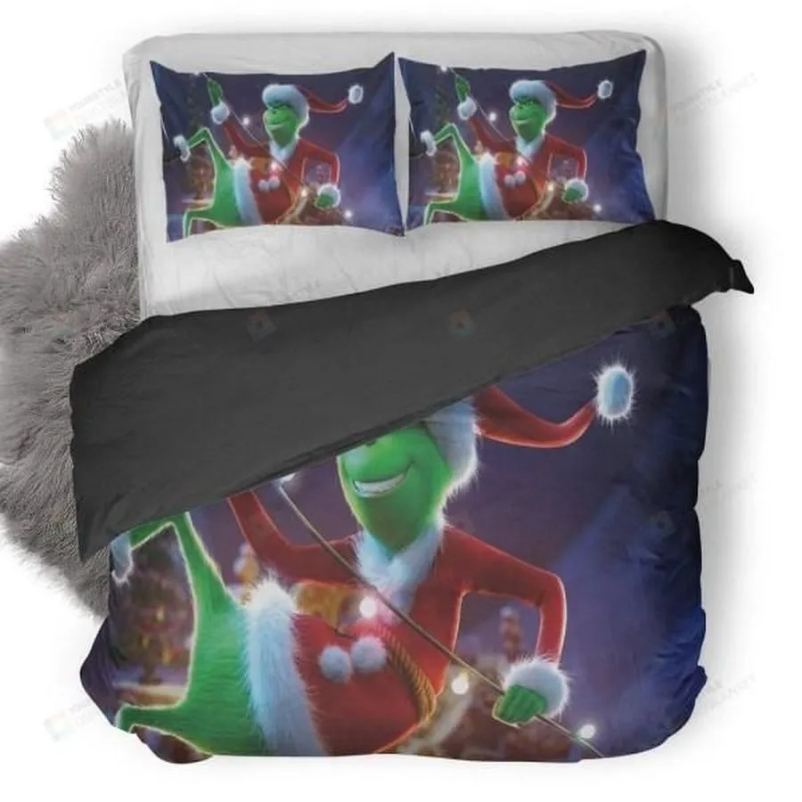 3D The Grinch Santa At Christmas Bedding Set (Duvet Cover &Amp Pillow Cases)