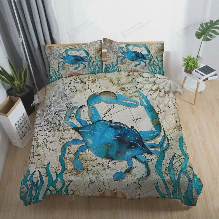 3D Vintage Crab Cotton Bed Sheets Spread Comforter Duvet Cover Bedding Sets
