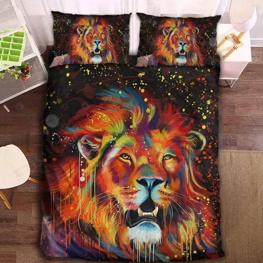 3D Watercolor Galaxy Lion Printed Bed Sheets Duvet Cover Bedding Set Great Gifts For Birthday Christmas Thanksgiving