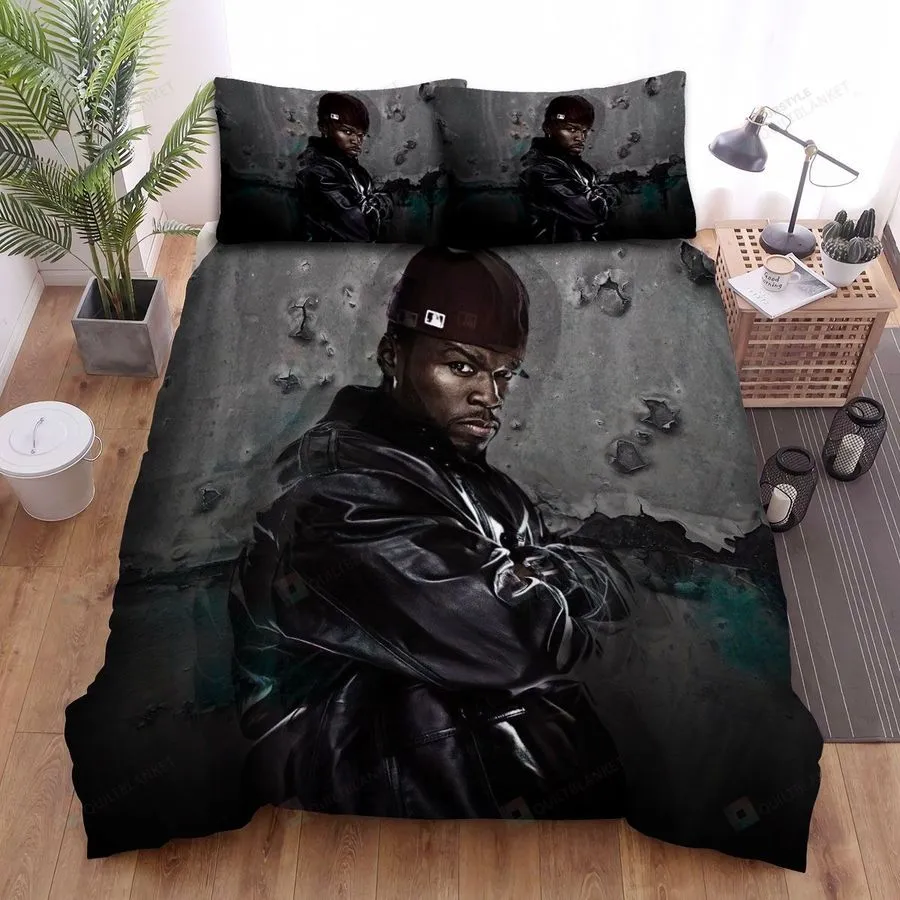 50 Cent Beside Cracking Wall Bed Sheets Spread Duvet Cover Bedding Sets