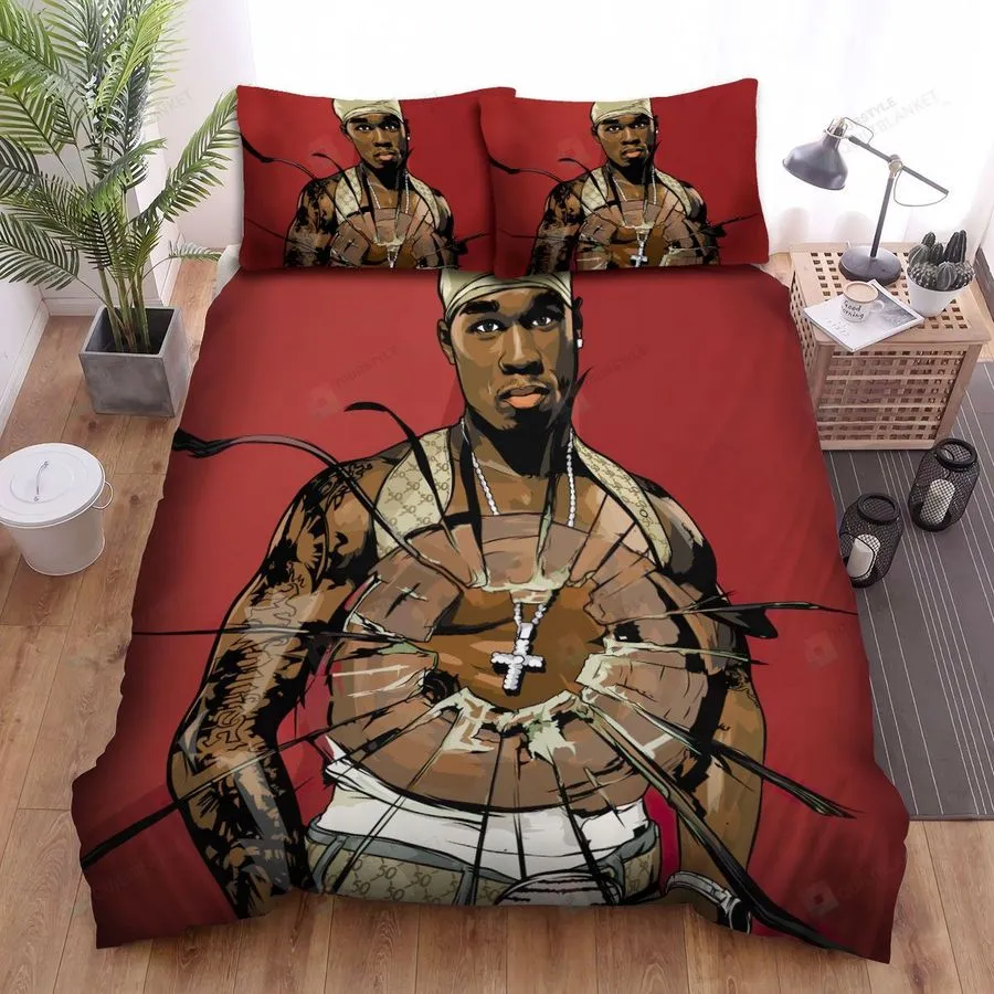 50 Cent Breaking Mirror Art Bed Sheets Spread Duvet Cover Bedding Sets