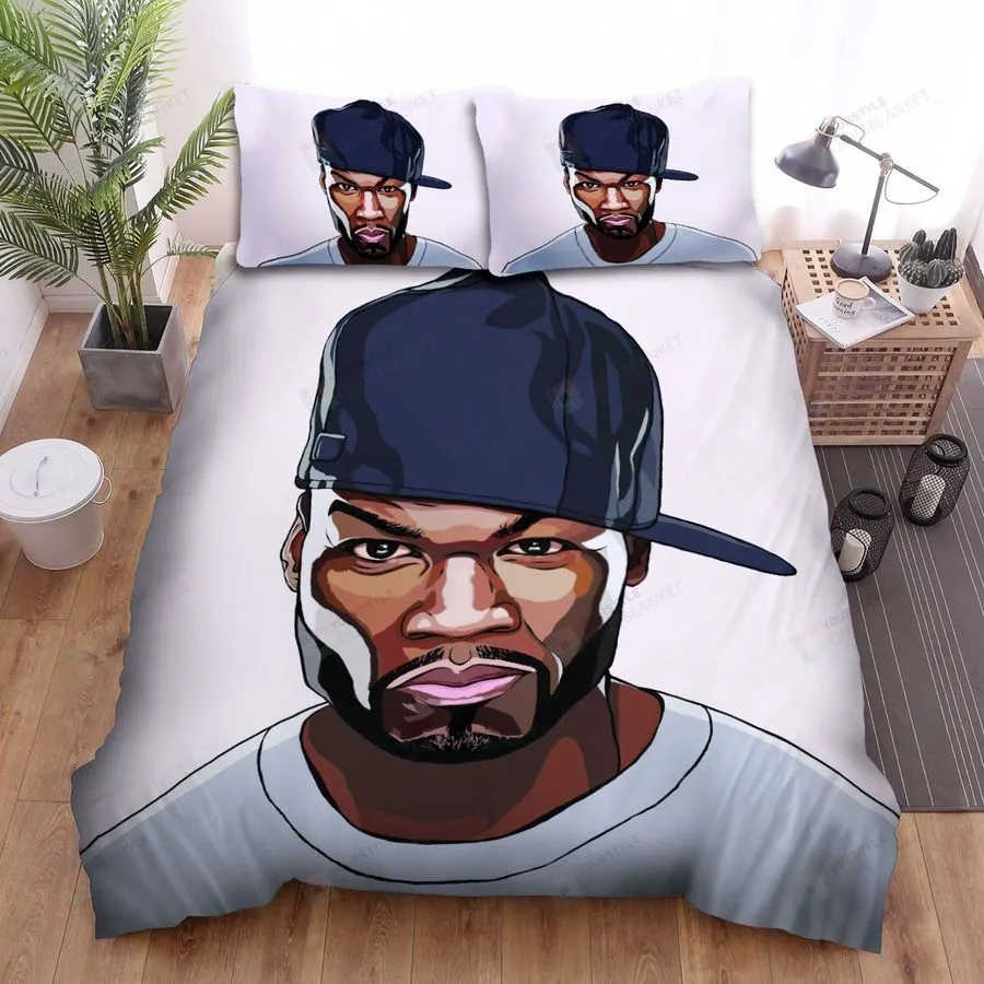 50 Cent In Black Cap Drawing Bed Sheets Spread Duvet Cover Bedding Sets
